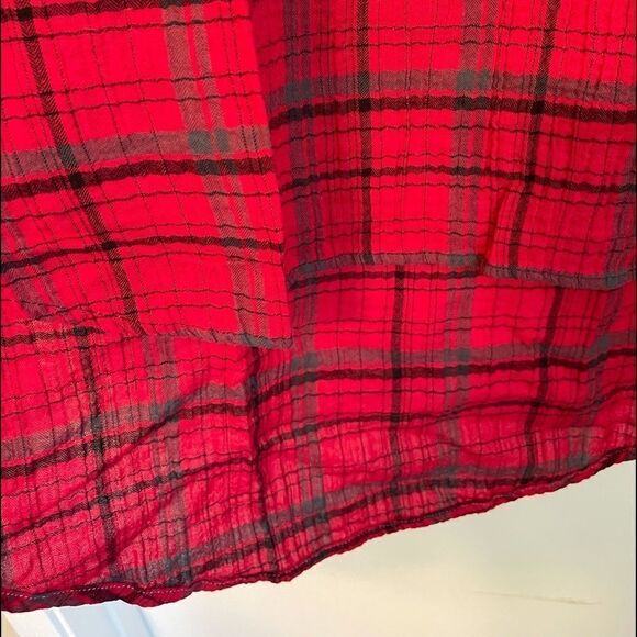 3/$25 ANTHROPOLOGIE HOLDING HORSES Red Plaid Tunic Top - Picture 10 of 11